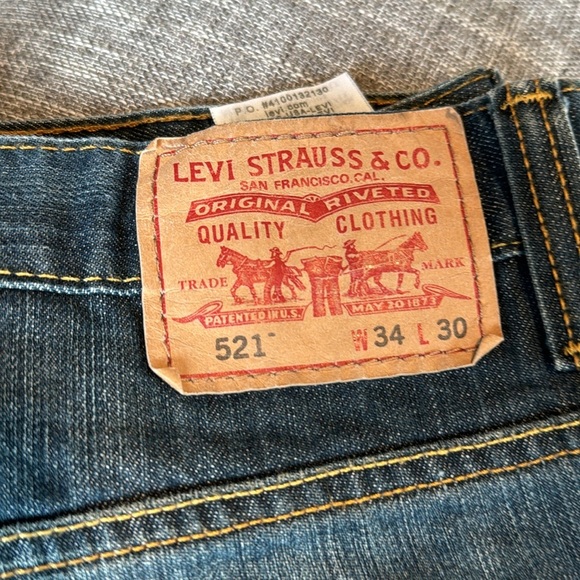 Levis 521 Slim tapered Blue Denim  Zip Fly - Picture 2 of 10